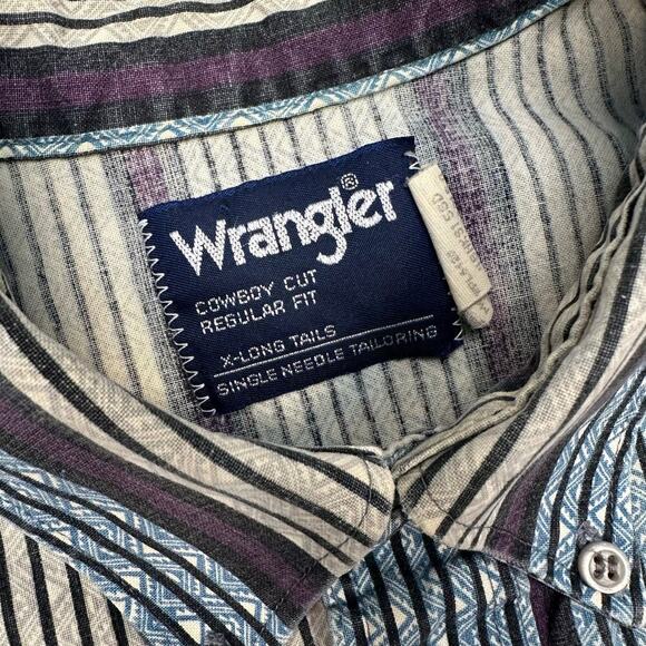 Vintage 1980’s Wrangler Cowboy Cut Regular Fit Western Button Front Shirt - Picture 4 of 7